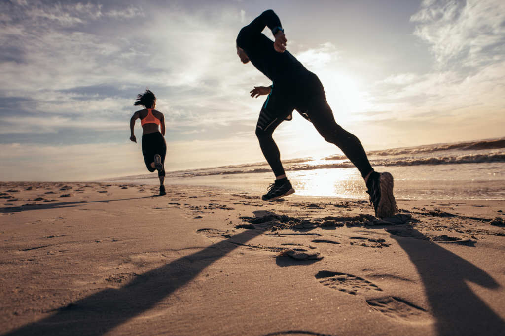 Atlantik Body Care Ireland, Two Athletes Running on Beach, Natural Skin Care 